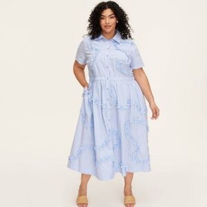 Kate Spade Blue and White Buttoned Midi Sundress